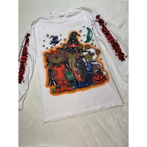 Vtg Happy Halloween Freeze Tee Trick or Treat Sz M All Over Print Single Stitch‎